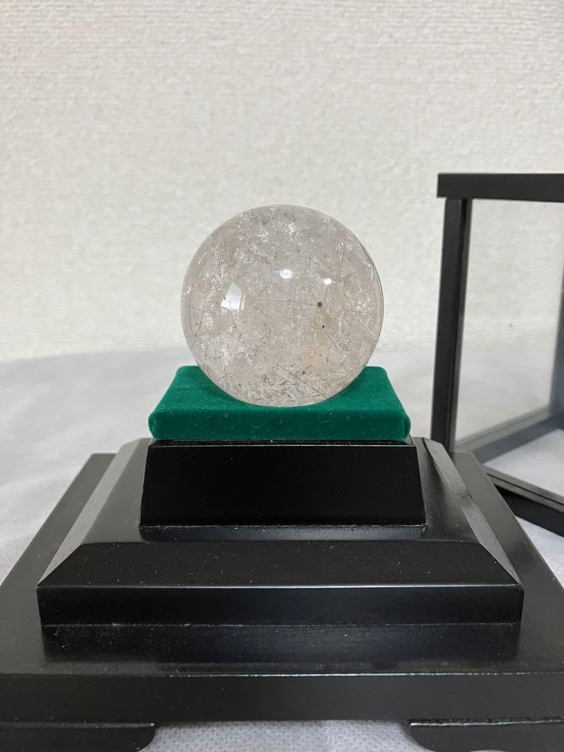 白水晶丸玉45mm ４面ガラスケース付き 白水晶丸玉45mm 4面ガラスケース付き